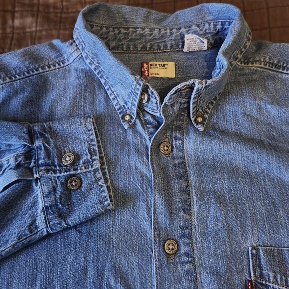 Levi's Other - Vtg 90 Levis Red Tab Denim Button Up Mens Shirt Sz L Hong Kong Retro Workwear